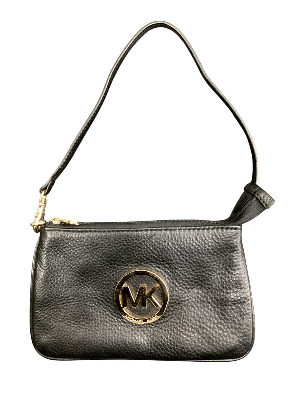 Michael Kors Wristlet Women’s One Size Small Zipper Closure Gold Tone Logo Black